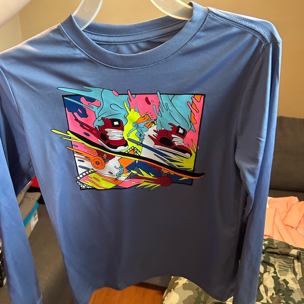 Blue Graphic Long Sleeve Shirt